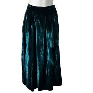 VTG VICTOIRE Skirt Velvet Dark Turquoise Shimmery Union Made Size 6 Soft Lined